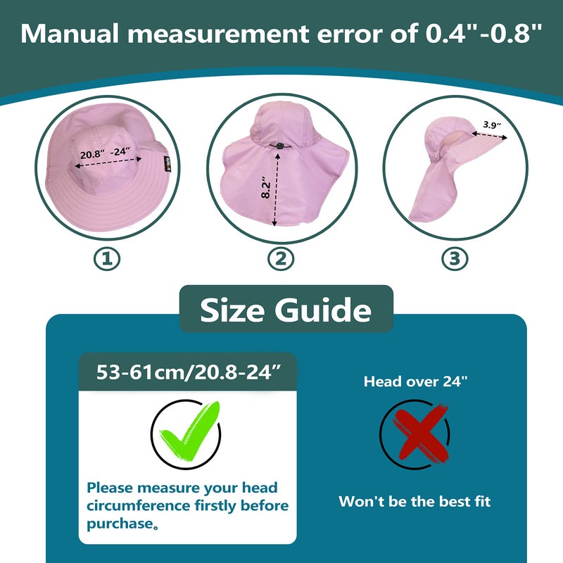 Solaris Sun Hat with Neck Flap, UPF 50 Sun Protection Lightweight Sun Cap for Men Women, Wide Brim Hat for Fishing Hiking Beach Safari, Pink - Image 5